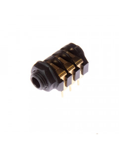 Cliff CL12327 plastic 6,3mm jack with plastic nut, gold, stereo, PCB