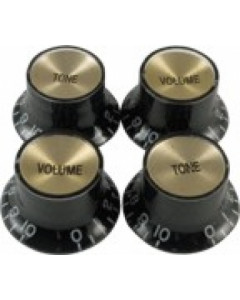 Top Hat knob "Volume", black with gold top (1pc)
