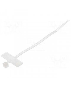 Cable tie with label field, white, 100mm, 10pcs bag