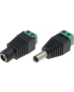 DC-jack for cable, 2.1mm, screw terminal