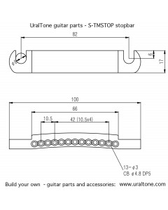 UT Guitar Parts S-TMSTOP stopbar (6-string), kromi