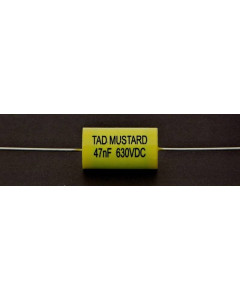 TAD Mustard 47nF (0.047uF) / 630V polyester film capacitor, axial