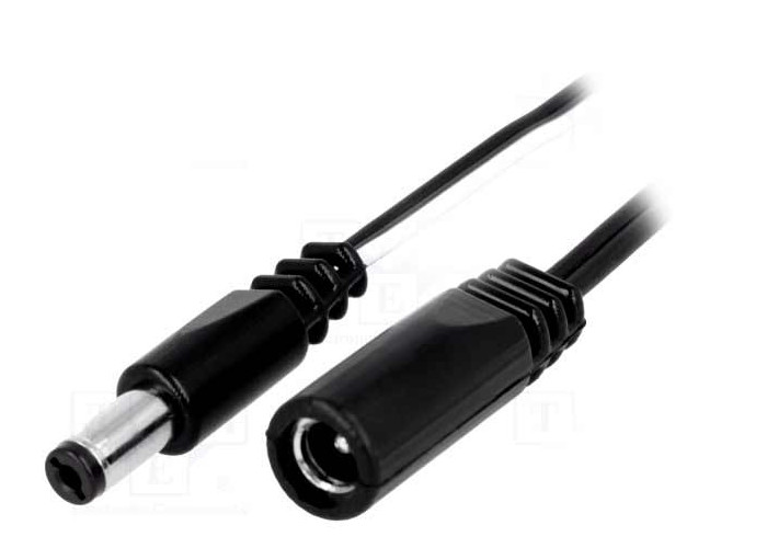 DC cable 2.1mm, 1.8m cable - male - female