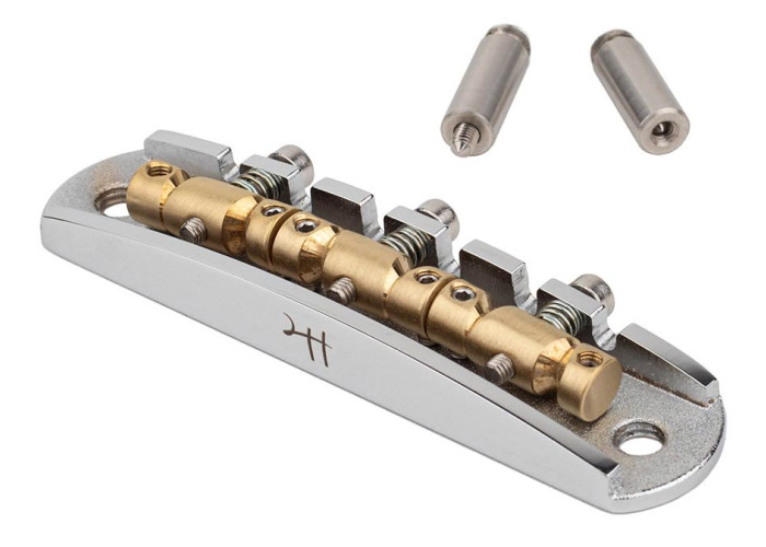 Halon offset guitar bridge, rocking posts, chrome gloss 1060 steel
