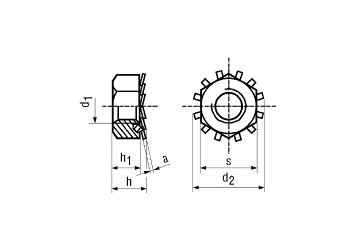 Nut with serrated washer M5 - DIN1364 10pcs