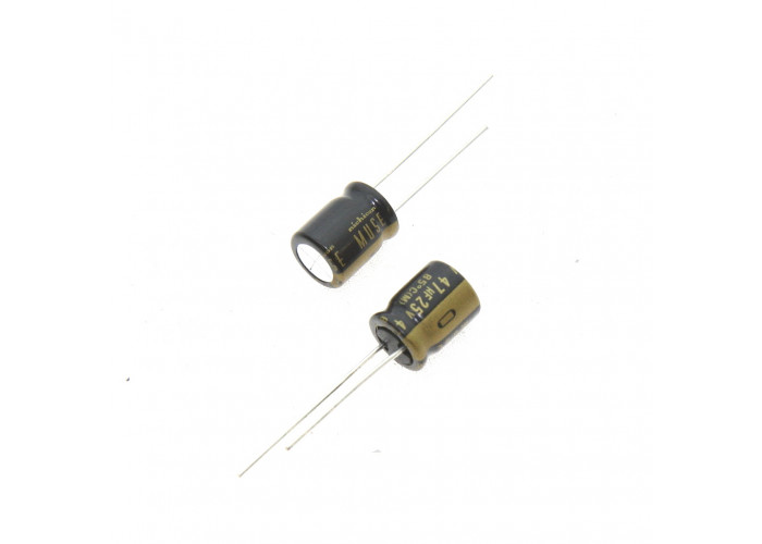 Nichicon 100uF / 25V MUSE acoustic electrolytic capacitor, radial